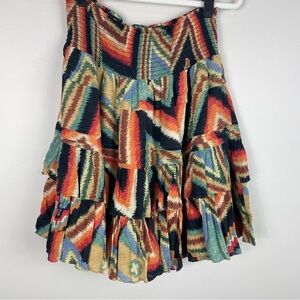 Lauren Ralph Lauren Southwestern Skirt Smocked Waist Tiered Aztec Womens 4